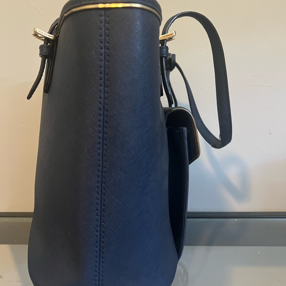 Michael Kors, Jetset, Navy Blue Purse, Saffino Leather - Picture 5 of 11